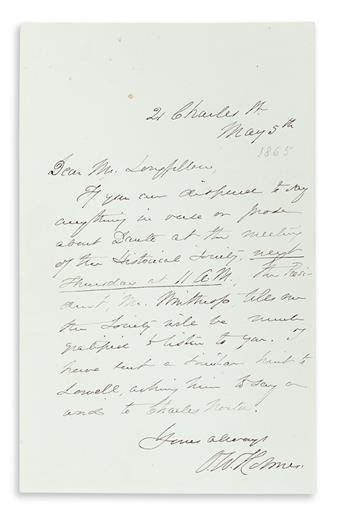 LONGFELLOW, HENRY WADSWORTH. Group of 3 First Editions with ALS.